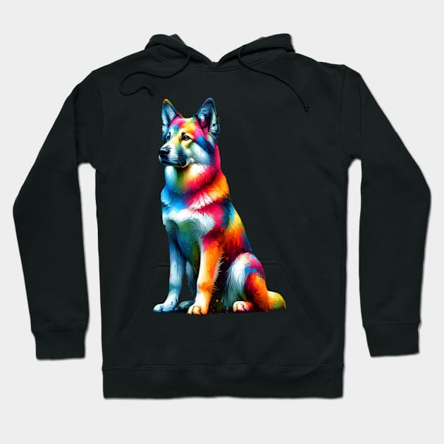 Colorful Abstract Chinook Dog Artistic Splash Portrait Hoodie by ArtRUs